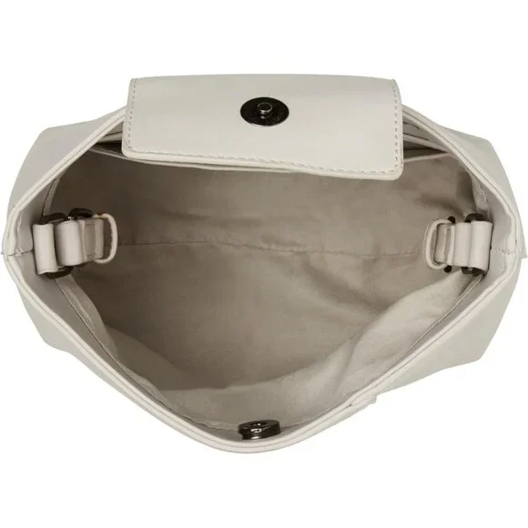 Women's Grommet Bucket Bag Chalk Leather Adjustable Strap Magnetic Closure